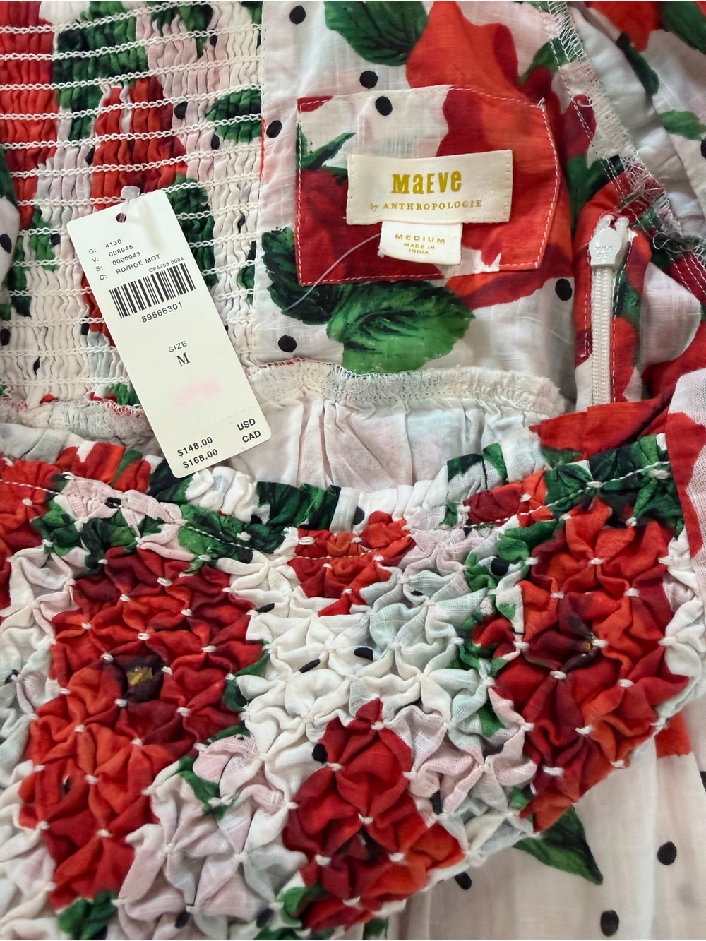 Maeve Anthropologie Floral Smocked Dress M Cottagecore Prairie Romantic NWT - Picture 9 of 10